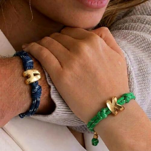 VLINRAS Bubble Initial Bracelet for Women Men, Green & Blue Knotty Puffy Letter Bracelets Gifts for Mom Dad Friends - color: Blue- C