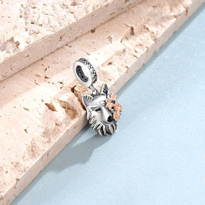 Wolf Charms 925 Sterling Silver Wolf Beads Animal Wolf Jewelry Gifts for Women