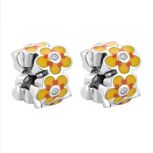 Clip Stopper Spacer Charms for Bracelets Necklaces, Compatible with Pandora,Jewery Making DIY - style: 2PCS Yellow Flower Spacer Charms
