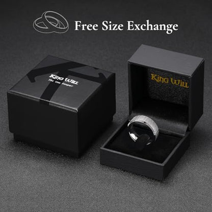King Will 8mm Mens Hammered Tungsten Rings Matte Brushed Finish | Beveled Edge, Comfort Fit, Durable, Everyday Wear - color: Silver