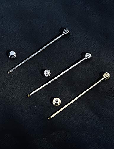 3PCS Classic Ball Head Brass Shirt Collar Bar Tie Pins Set for Men Wedding Business with Gift Box - color: Oval Ball Head