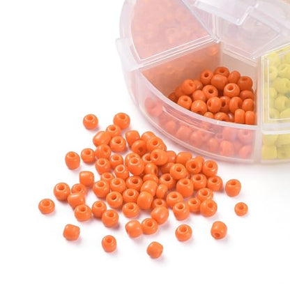 1Box 6/0 Glass Seed Beads 4mm Small Beads Round Loose Spacer Bead for DIY Friendship Bracelet Necklace Earring Summer Jewelry Making Phone Starp Craft Supplies Hole: 1~1.5mm About 600pcs/box Yellow - color: Yellow-4mm