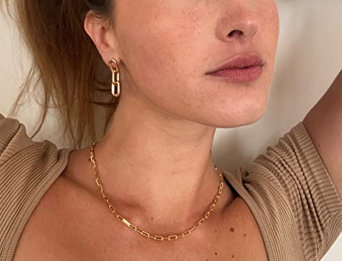 Barzel 18K Gold Plated Paperclip Necklace Chain 4MM - Made In Brazil