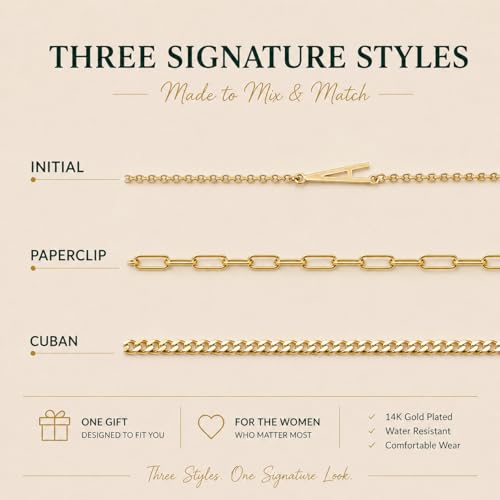 3PCS Gold Bracelet Set for Women, 14K Gold Plated Initial Letter Jewelry, Layered Paperclip and Cuban Chain Stack, Adjustable Stainless Steel Gift - style: Initial-H