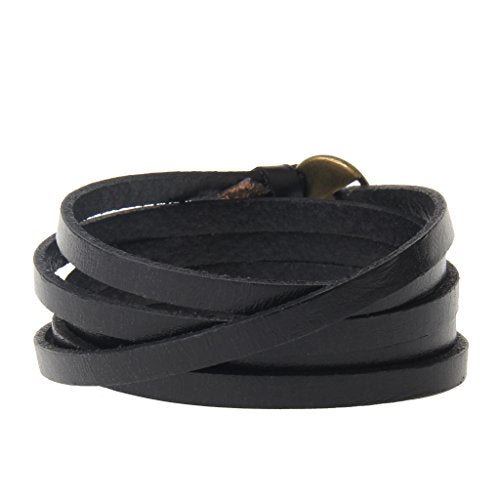 GelConnie Punk Leather Cuff Bracelet Adjustable Straps Wrap Bracelets Arm Armor Cuff Gothic Leather Wristbands for Men, Women - color: Multilayer Bracelet-Black