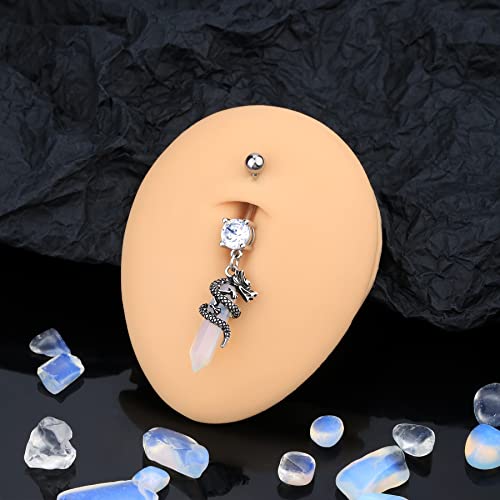 Halloween Belly Button Ring 14G Dragon Dangle Belly Ring Burn Silver Navel Piercing Jewelry Purple Belly Button Piercing - color: Silver