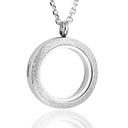 Jovivi 25mm/30mm Living Floating Memory Glass Locket Necklace - Stainless Steel Secure Buckle Closure - color: 30mm(Matte Locket)