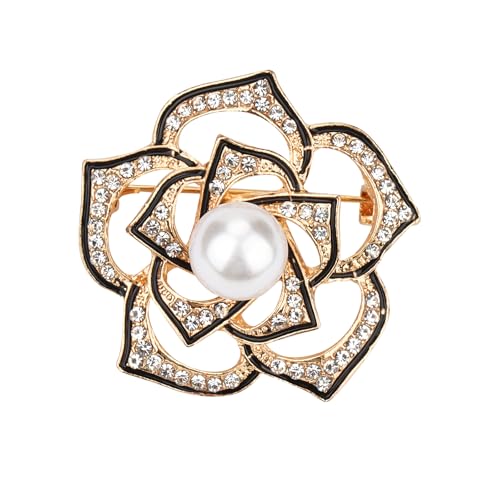 Brooch Pin for Women Rhinestone Peacock Crystal Delicate Animal Brooch Lapel Pins Girls Fashion Jewelry Gift for Christmas Brooch Birthday Jewelry Gift - style: Black Rose