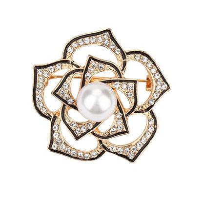 Brooch Pin for Women Rhinestone Peacock Crystal Delicate Animal Brooch Lapel Pins Girls Fashion Jewelry Gift for Christmas Brooch Birthday Jewelry Gift - style: Black Rose