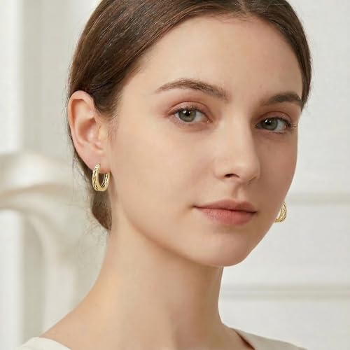 14K Gold Earrings for Women Gold Filigree/Celtic Huggie Earrings Jewelry Easter Mothers Day Gifts for Mom Girlfriend - style: Celtic-B