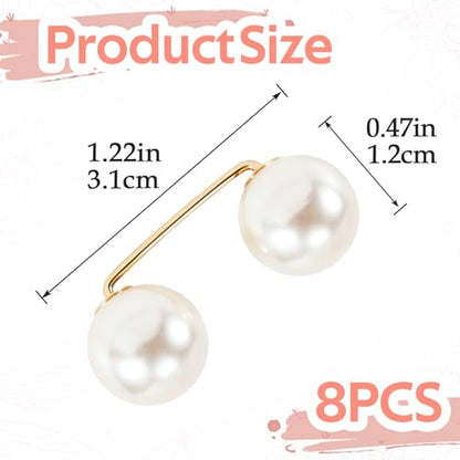 8 Pcs Faux Pearl Brooch Pins, Beige Decorative Pearl Safety Pins for Clothes, Wedding Decoration Shawl Collar Buttons Cardigan Sweater Pants Clip for Women Dresses Shirts Jeans