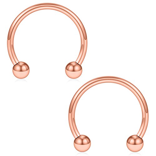 SCERRING 12PCS 10-14mm Stainless Steel Nose Horseshoe Hoop Rings Eyebrow Lip Ear Tragus Septum Piercing Hanger Retainer 16G 14G 12G - style: 16G - Inner Dia. 14mm