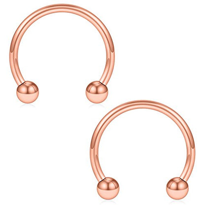 SCERRING 8PCS 16G Stainless Steel Nose Septum Horseshoe Earring Eyebrow Septum Lip Helix Tragus Piercing Ring 6-12mm - color: 8PCS - Rose Gold