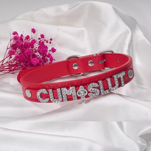 Red Choker Necklace for Women Men, Leather Choker Collar Gothic Body Chain, Rave Punk Goth Jewelry for Rave Halloween Sexy Cosplay - style: CU SLU