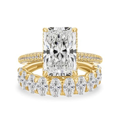 Maxinejewelry 4.5CT Radiant Cut Wedding Ring Set for Women - color: Golden Set