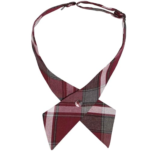 tiemart Crossover Tie - color: Burgundy and Gray Plaid