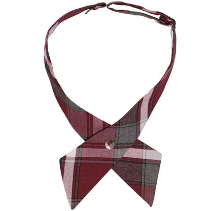tiemart Crossover Tie - color: Burgundy and Gray Plaid