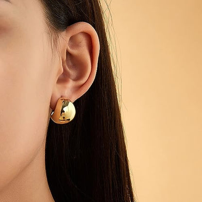 Gold Stud Earrings for Women, Trendy Geometric 14K Gold Plated CZ Crystal Stud Lightweight Hypoallergenic Jewelry for Her - color: Gold Hoop