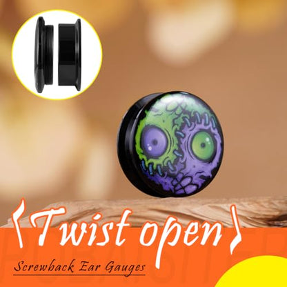 2PCS Acrylic Solid Screw On Ear gauges Art Oil Painting The Scream Epoxy Allergy Free Ear Plugs and Tunnels Stretcher For Women Men Body Piercing Jewelry - size: 25 mm