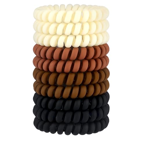 JessLab Spiral Hair Ties for Women, 10-Pack Traceless No-Damage Ponytail Holders, Coils Hair Bands for Girls, Assorted Colors - color: #38