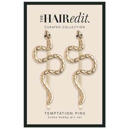 The Hair Edit Temptation Bobby Pins - Decorative Gold Metal Snake-Shaped Hair Clips