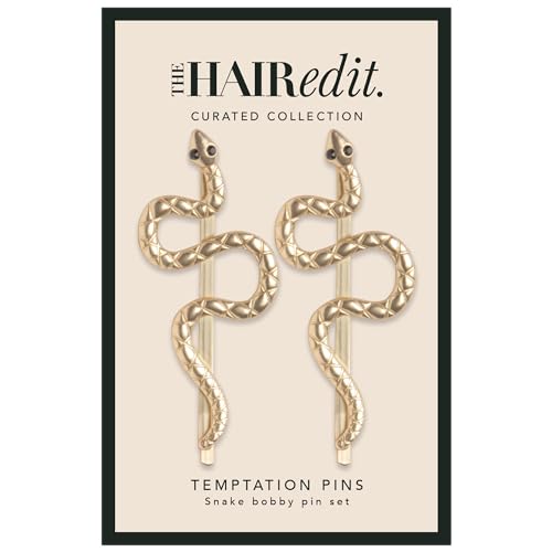 The Hair Edit Temptation Bobby Pins - Decorative Gold Metal Snake-Shaped Hair Clips