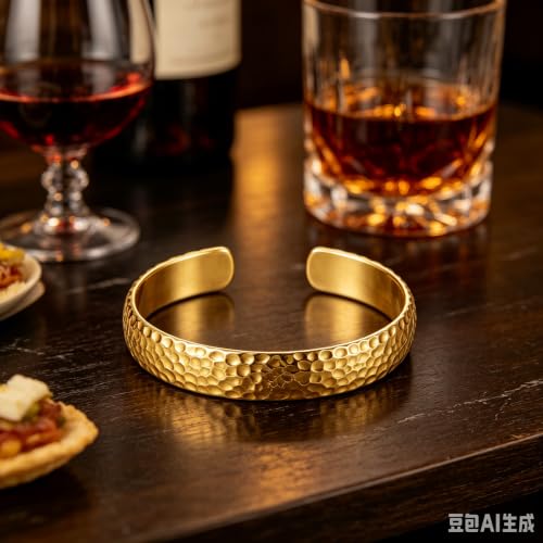 12mm/14mm Width 14K Gold Plated Bangle Bracelet for Women Men - color: Yellow-Style 2
