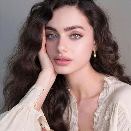 Cute Heart Love Dangle Drop Cartilage Small Huggie Hoop Earrings for Women Dainty Lightweight Sweet Love Heart Earrings 14k Gold Plated Tiny Hoops Earrings - color: Gold