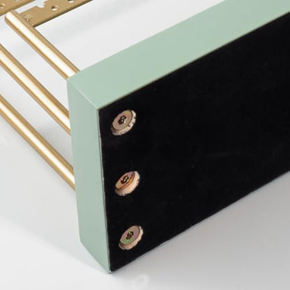 SANY DAYO HOME 3-Tier Earring Holder Organizer Stand, 105 Holes Gold Metal Earring Rack Jewelry Display Tree with Sage Green Wood Tray for Women and Girls - color: Gold Rack Green Base