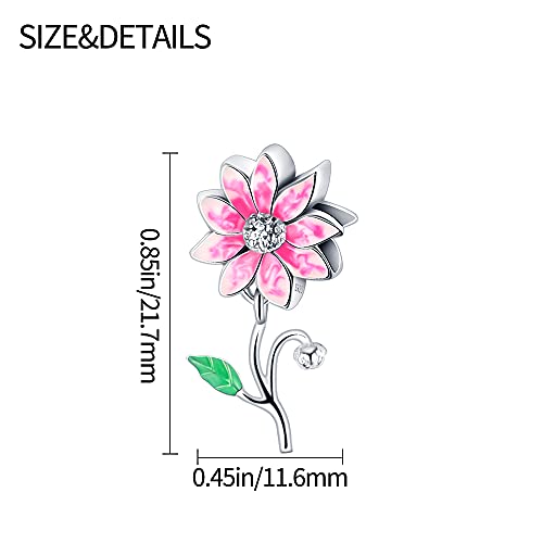 Pandach 925 Sterling Silver Charms for Bracelet&Necklace Dangle Pendant Bead with 5A Cubic Zirconia Stones,Jewelry Beads Gifts for Women - style: Bunch Of Flowers Charm