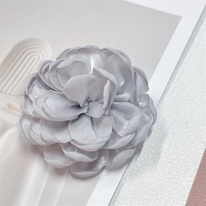 9cm Wedding Fabric Flower Brooch Pin Hair Clip for Women Men Elegant Big Camellia Rose Floral Brooches Lapel Pins Dainty Holiday Party Costume Dress Accessories Jewelry - color: Grey