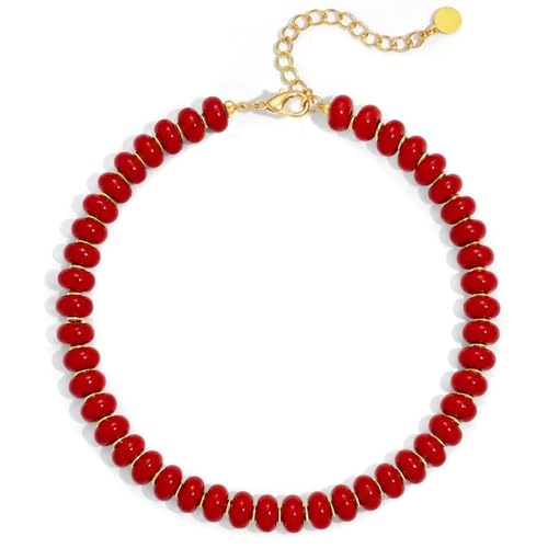 Chunky Beaded Necklace for Women, Colorful Trendy Statement Summer Jewelry Gift - color: necklace-40