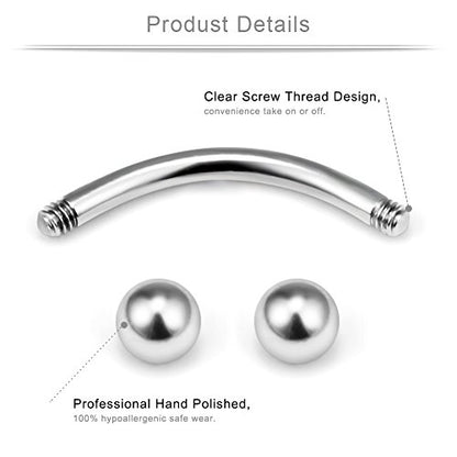 Ruifan 24PCS 16G Surgical Steel Eyebrow Ear Navel Belly Lip Ring Body Piercing Jewelry - color: Silver