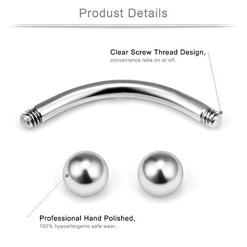 Ruifan 24PCS 16G Surgical Steel Eyebrow Ear Navel Belly Lip Ring Body Piercing Jewelry - color: Mix Color 1#