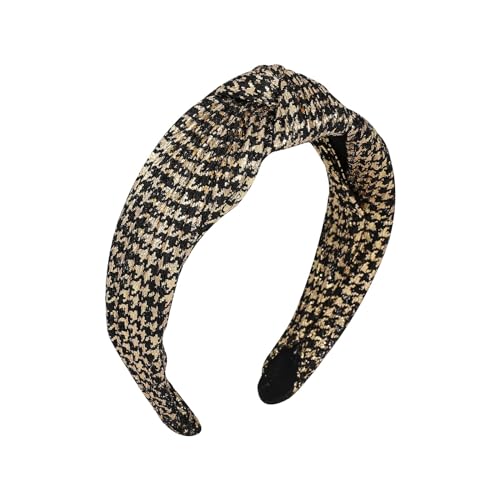 Madison Tyler Headbands For Women - Fashion Boho Top Knotted With Rhinestones Elastic Workout Hairbands For Outdoor And Party Non Slip (Black And Gold Lace) - color: BLACK AND GOLD LACE