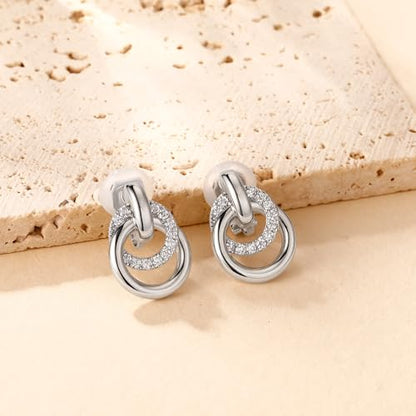 Awinesn Chunky Clip On Earrings for Women Hypoallergenic 14K Gold Plated Knot Link Clip Earrings Geometric Statement Hoop Non Pierced Earrings Jewelry for Women Fashion Trendy Jewelry Gifts - color: small hoop-s