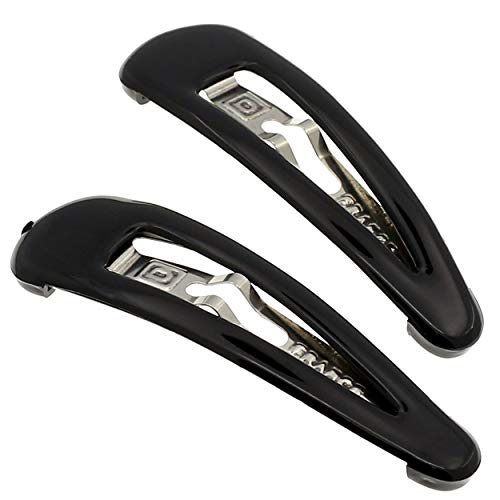 Camila Paris AD87/2 French Hair Barrettes Clips, Snap Hair Slides Clic Clac for Women, Styling Girls Side Slide-in Metal Snap Pin Hair Accessories for Women. Strong Hold, No Slip Grip, Made in France - color: Black 2"