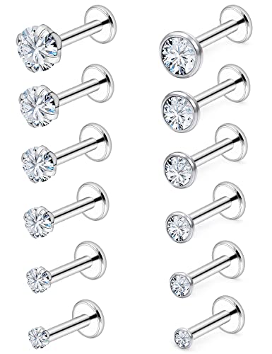 16G Lip Rings Stainless Steel Tragus Helix Conch Piercing Jewelry Snake Bite Piercing Monroe Lip Rings Labret Medusa Cartilage Lobe Earrings Piercing Jewelry CZ 2MM 2.5MM 3MM 3.5MM 4MM 4.5MM - color: 6MM-Silver,2mm/2.5mm/3mm/3.5mm/4mm/4.5mm