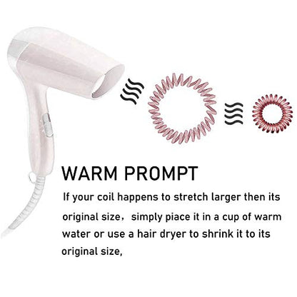Hair Ties, 17 Pack Spiral Coils for Thick and Thin Hair - No Crease Ponytail Holders for Women and Children - color: Basic