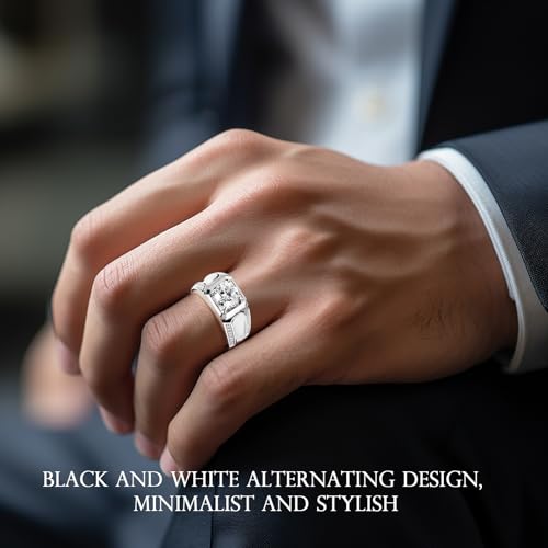 Mens Moissanite Wedding Bands, D Color VVS1 Moissanite Sterling Silver Plated 18K White Gold,Round Wedding Anniversary Band Ring for Men‘s Gift - style: 2.2CTTW