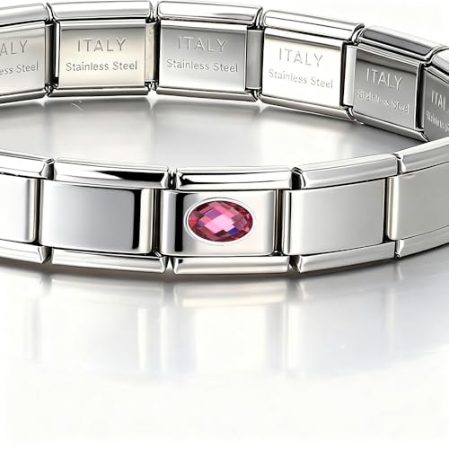 Italian Bracelet Charm,9mm,April,Birthday & Date > Birth Stone - Simple Ellipse - color: July