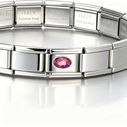 Italian Bracelet Charm,9mm,April,Birthday & Date > Birth Stone - Simple Ellipse - color: July