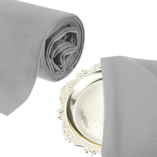 Jecery 2 Yard Anti Tarnish Silver Cloth Luxury Polishing Cloth by the Yard for Jewelry Silverware Flatware Silversmith Storage(Gray) - color: Gray
