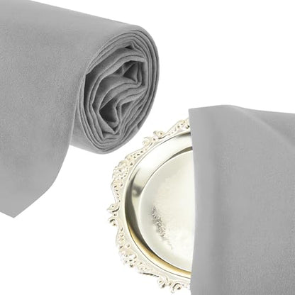 Jecery 2 Yard Anti Tarnish Silver Cloth Luxury Polishing Cloth by the Yard for Jewelry Silverware Flatware Silversmith Storage(Gray) - color: Gray