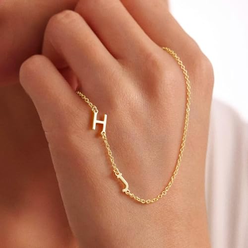 M MOOHAM Sideways Two Initial Necklaces for Women Girls Birthday Gifts | Dainty 14K Gold-Plated, Custom Initial Necklace, Letter Necklace Jewelry, Birthday Gifts for Women Wife Mom Sister Friends - color: initial A & initial E