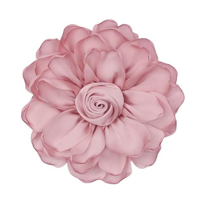 Satin Rose Flower Brooch Hair Clip for Women 4.3 Inch Floral Pin for Hats Dress Everyday Outfits Beach Vacations - color: Pink