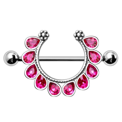 316L Stainless Steel Pink Flower Nipple Shield Sold As Pair