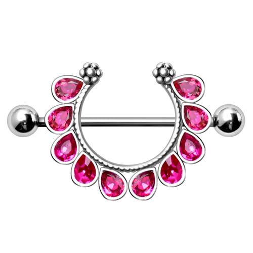316L Stainless Steel Pink Flower Nipple Shield Sold As Pair