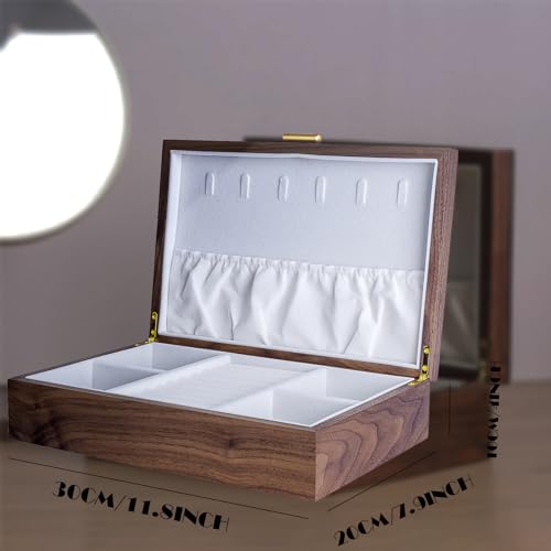 High-end Solid Wood Jewelry Storage Box Ladies Retro Wooden Necklace Jewelry Bracelet Watch Display Box Handmade Wedding Birthday Anniversary Jewelry Collection Box(Single layer) - size: single layer