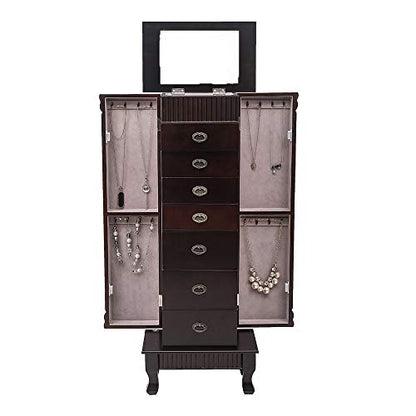 Vasitelan Large Standing Jewelry Armoire Cabinet Chest with Drawers,Jewelry Box Storage Organizer with Top Flip Mirror, Retro Standing Wood Jewelry Cabinet (Style 5-7 Drawers) - color: Style 5-7 Drawers